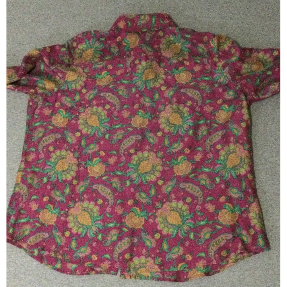 Ralph Lauren Paisley Pattern Silk Long Sleeves Shirt Sz 1X Vtg - Picture 6 of 11